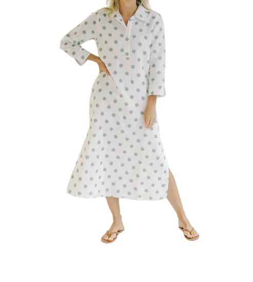 Navy Bleu Sara Dress - Green Dot