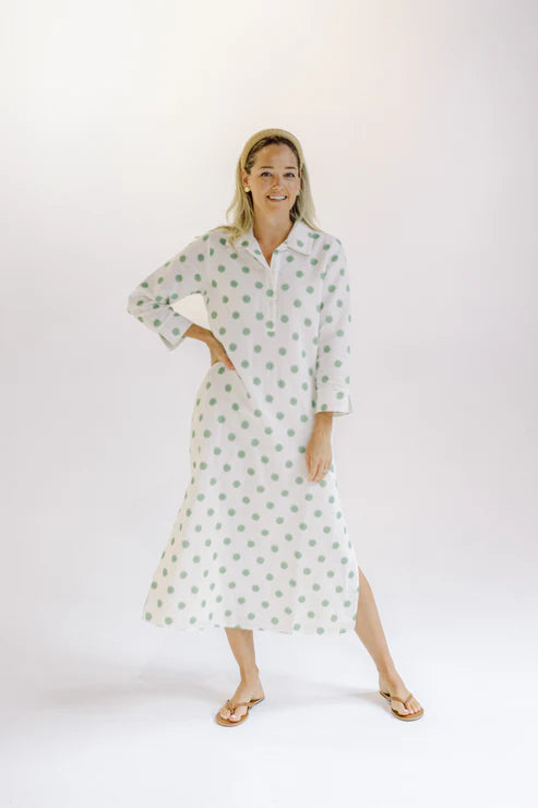 Navy Bleu Sara Dress - Green Dot