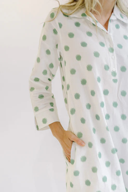 Navy Bleu Sara Dress - Green Dot