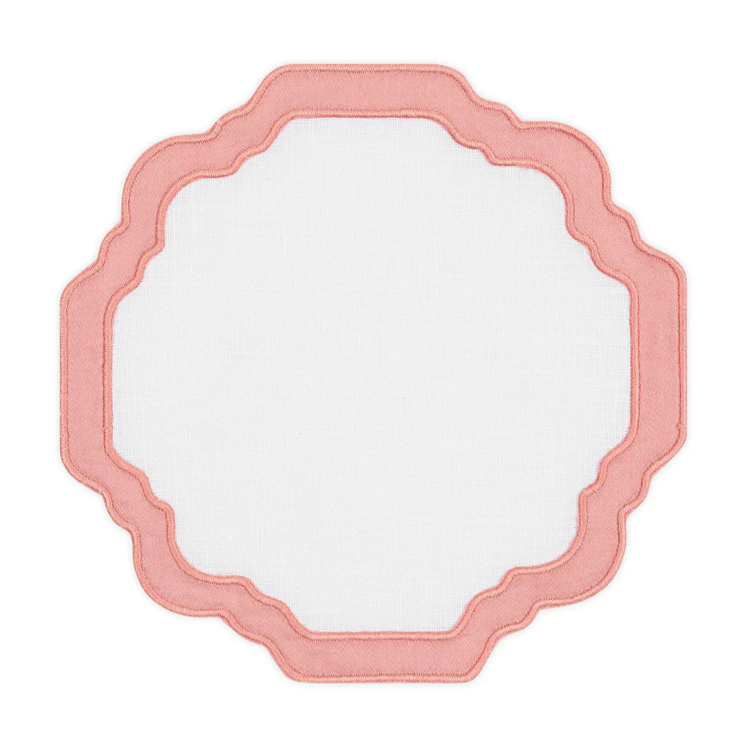 Scallop Italian Linen Coasters - Pink