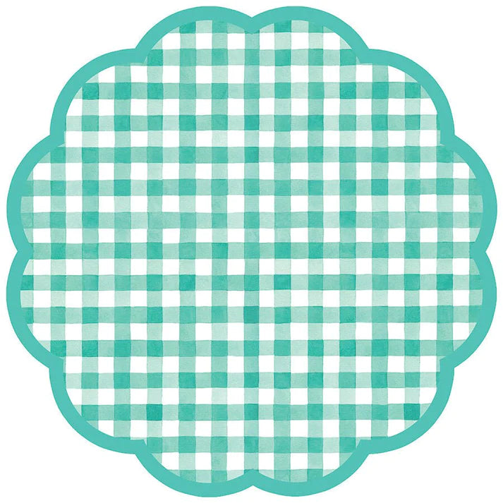 Gingham Scalloped Paper Placemats - 10"