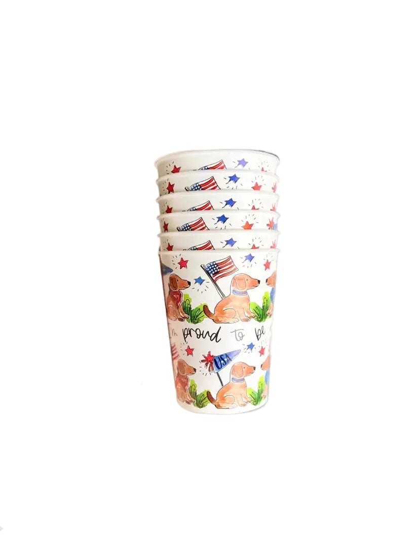American Dog Patriotic Reusable Party Cups
