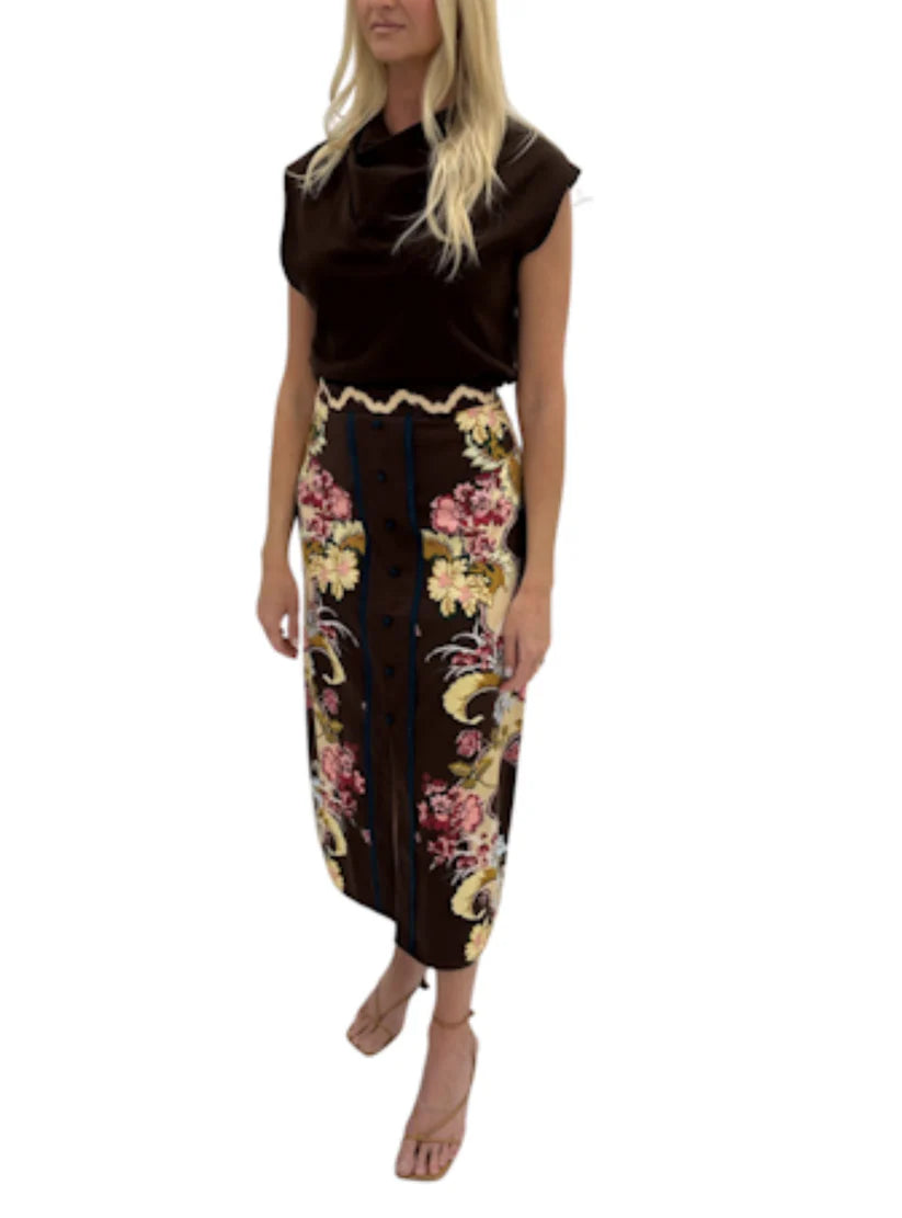 Anna Cate Portia Skirt - Chocolate Floral