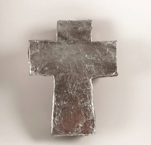 Handmade Paperweight Cross 6.5" - Gold and Silver