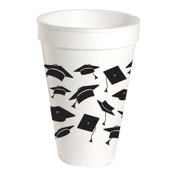 Styrofoam Cups - Black Flying Grad Caps