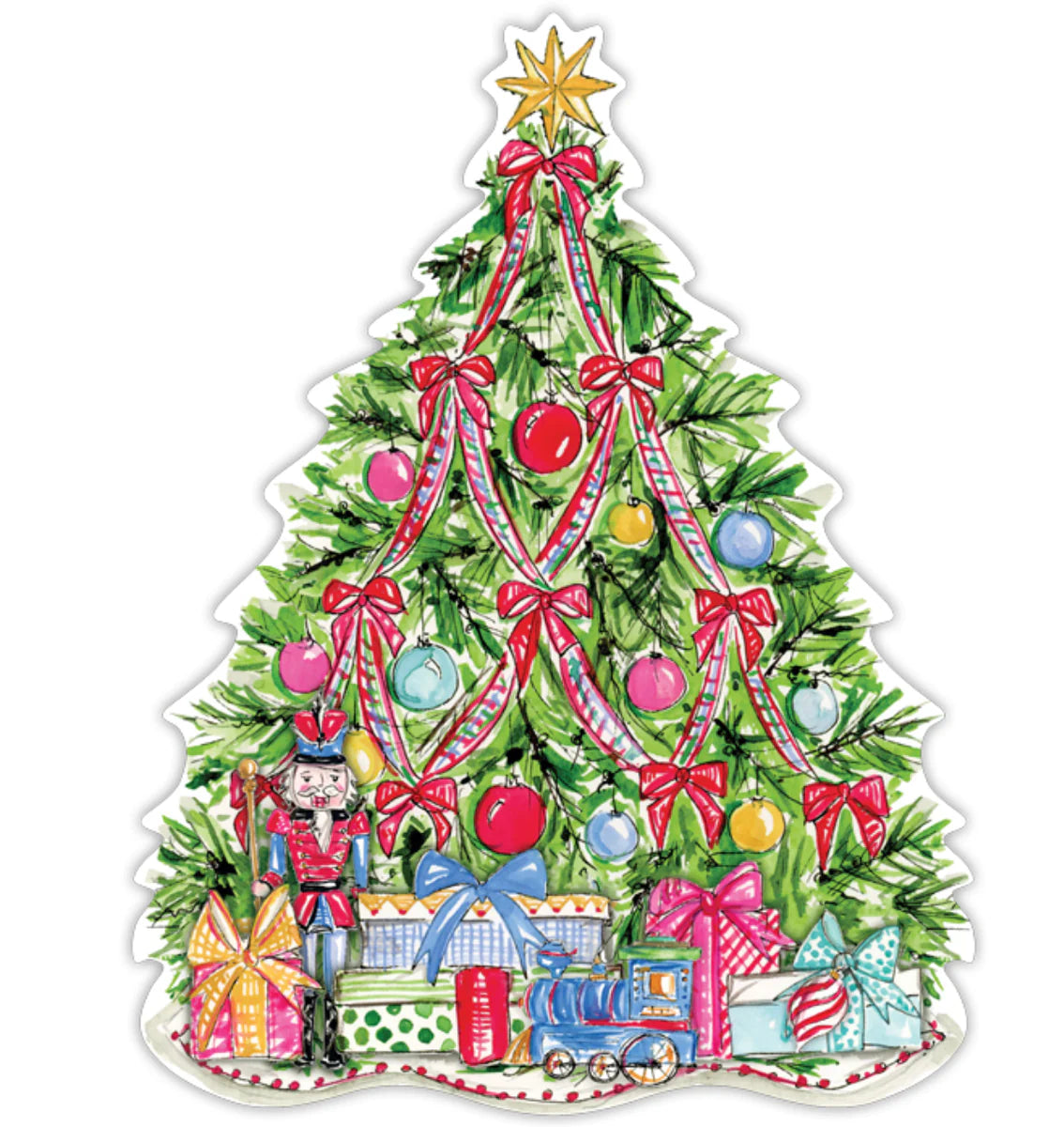 Posh Die-Cut Placemat Handpainted Christmas Tree with Gifts
