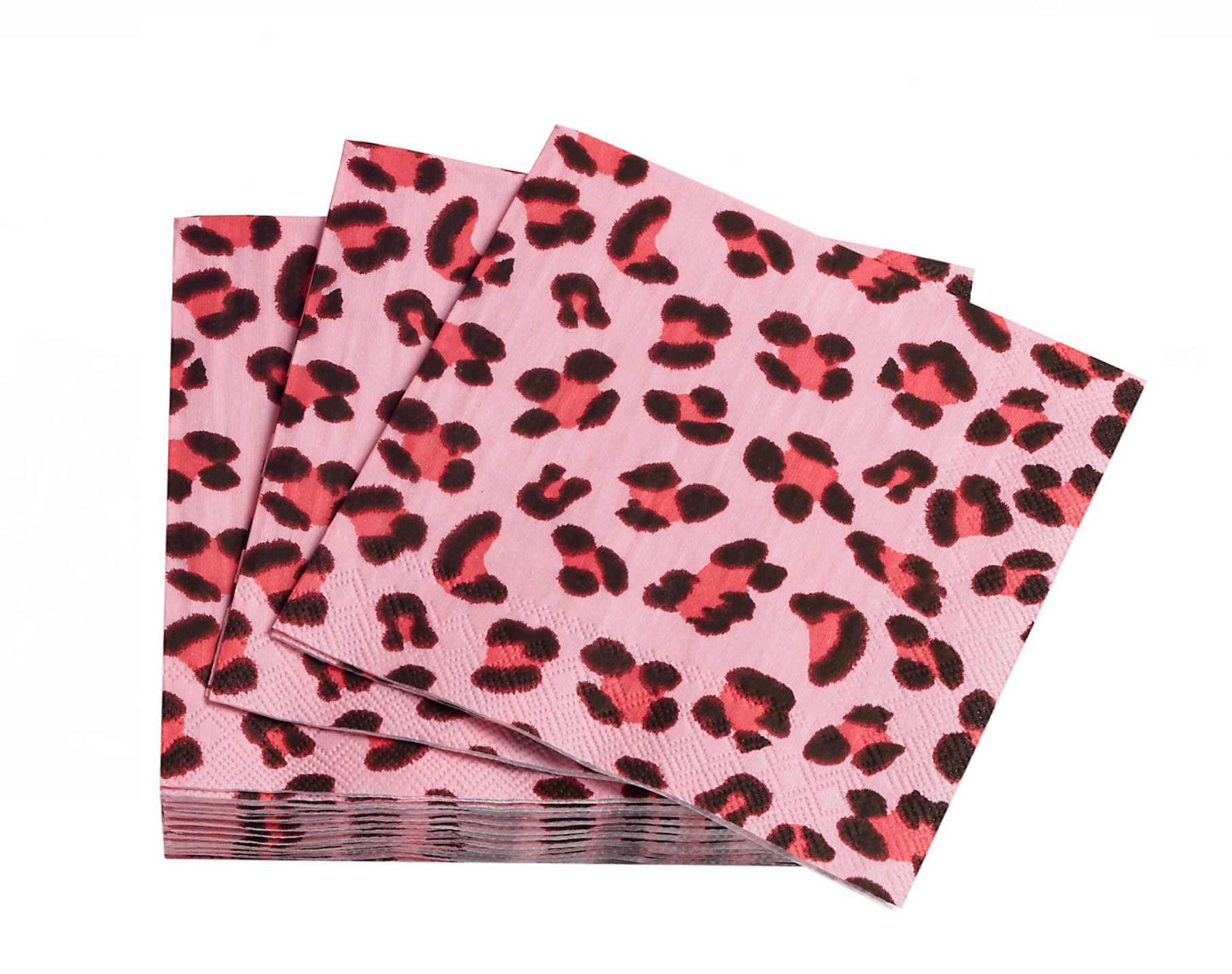 Annie Selke Pink Leopard- Cocktail or Guest Towels
