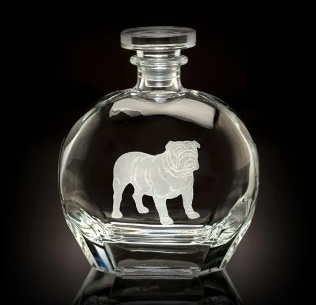 Etched Bulldog Decanter