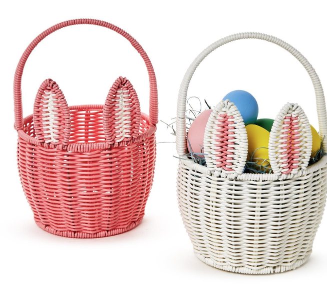 Hand-Woven Easter Bunny Basket - White or Pink