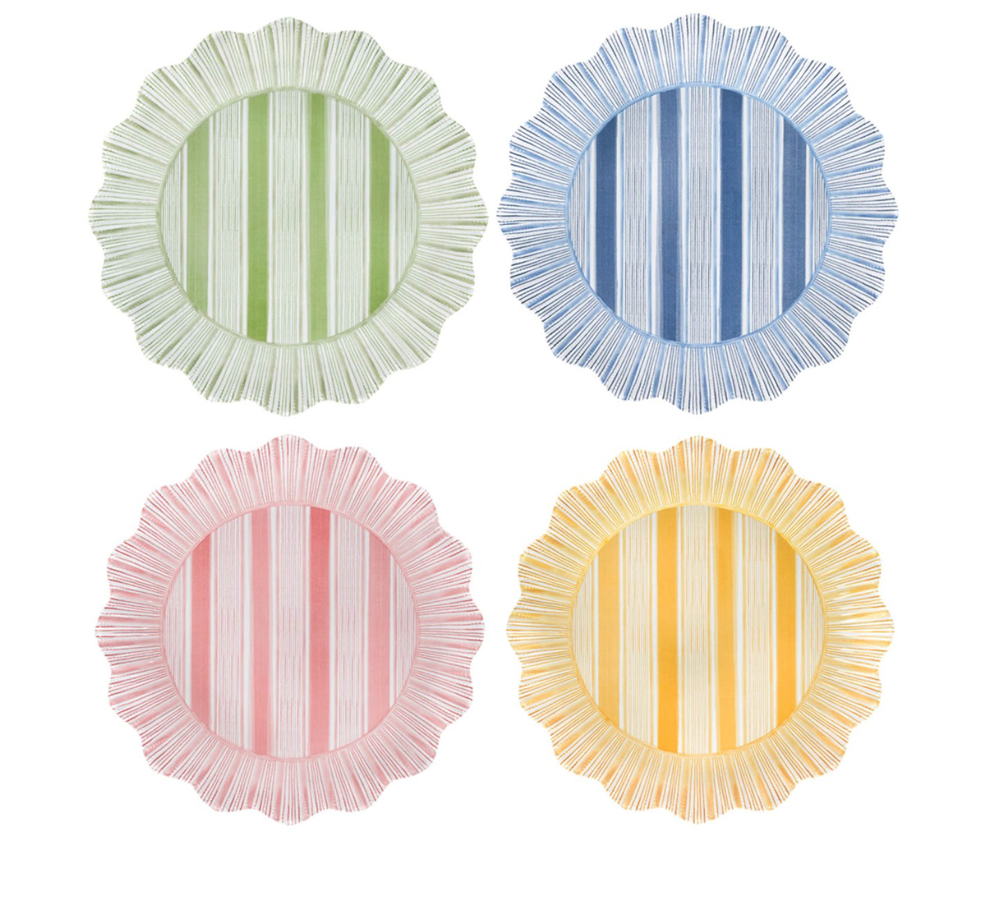 Cabana Stripe Melamine Dinner Plate Assorted Set/4 - Multi