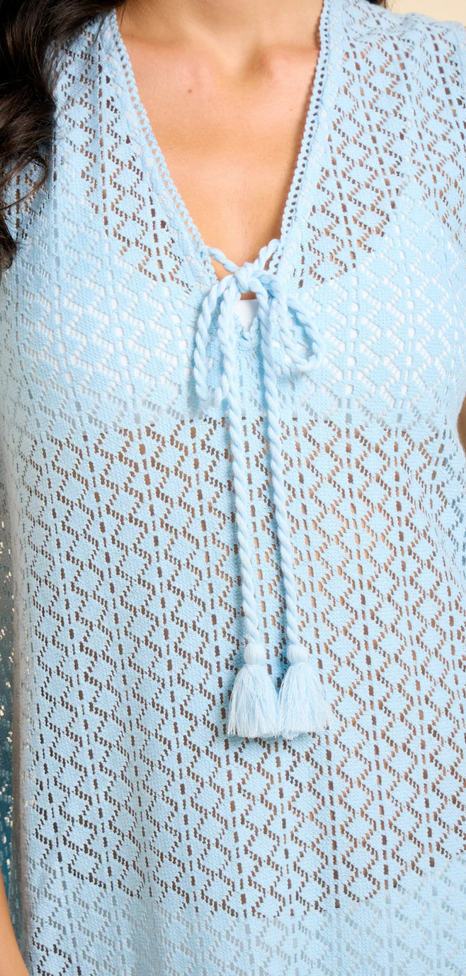 Sitano Sorrento Bell Sleeve Dress - Lt Blue