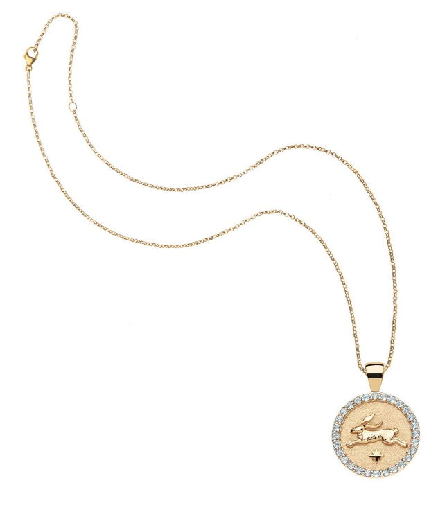 Lucky Rabbit JW Small Emblished Pendant on Rolo Chain