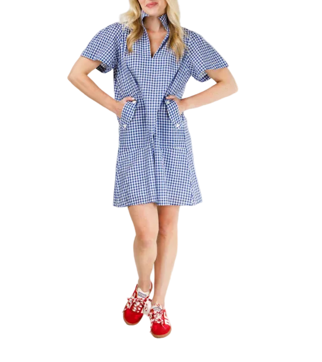 Holly Shae Brooke Dress - Blue and White Gingham