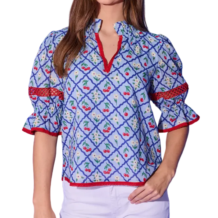 Alden Adair Lottie Top - Light Blue Cherry