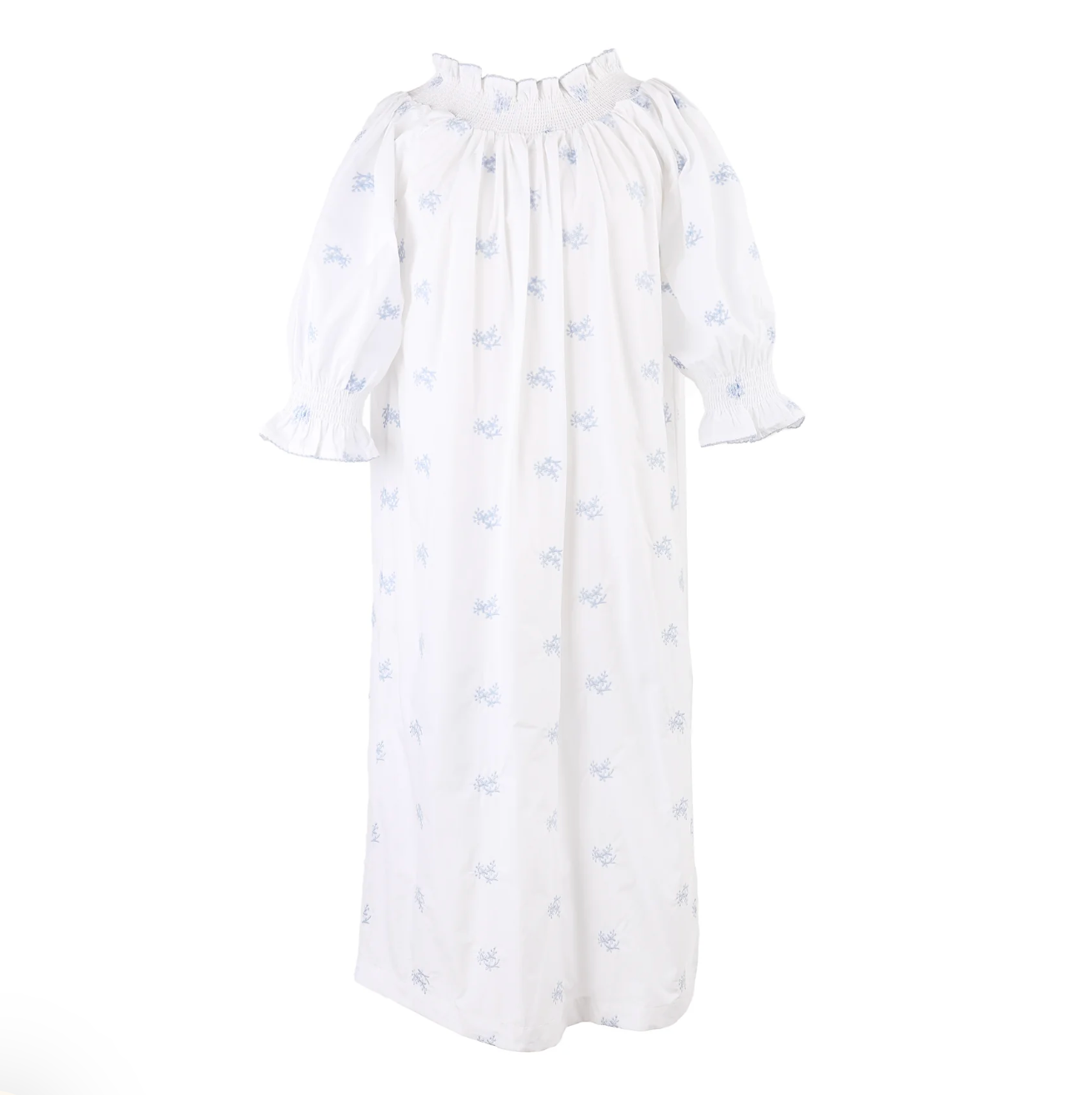 Lenora Long Sleeve Nancy Cotton Embroidered Nightgown - Blue