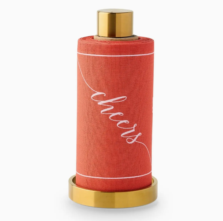 Coral Late Sunset Cocktail Napkin Roll with White Cheers
