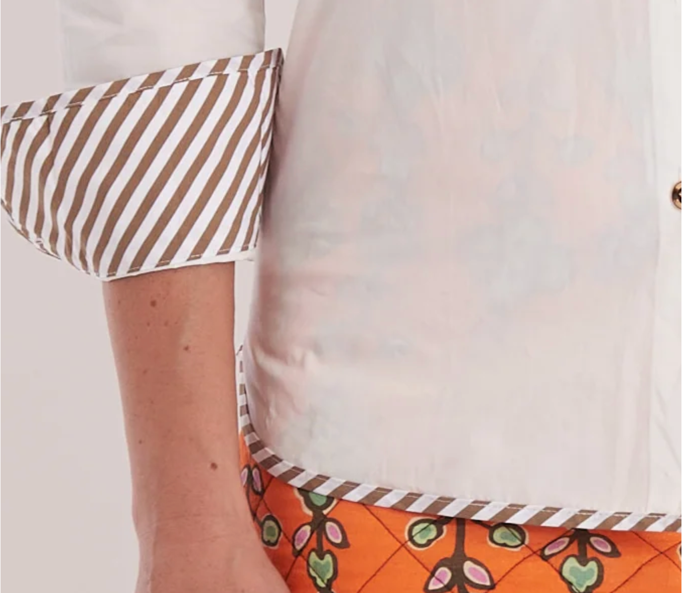 CK Bradley Bryson Button Down - White/Taupe Stripe