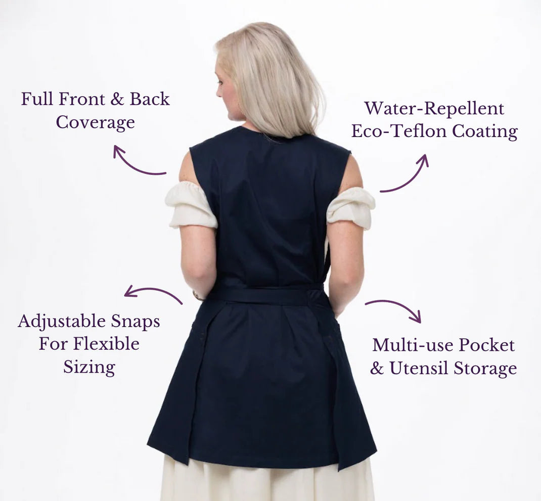 Classic Grace Apron Plum Caspia Toile Print