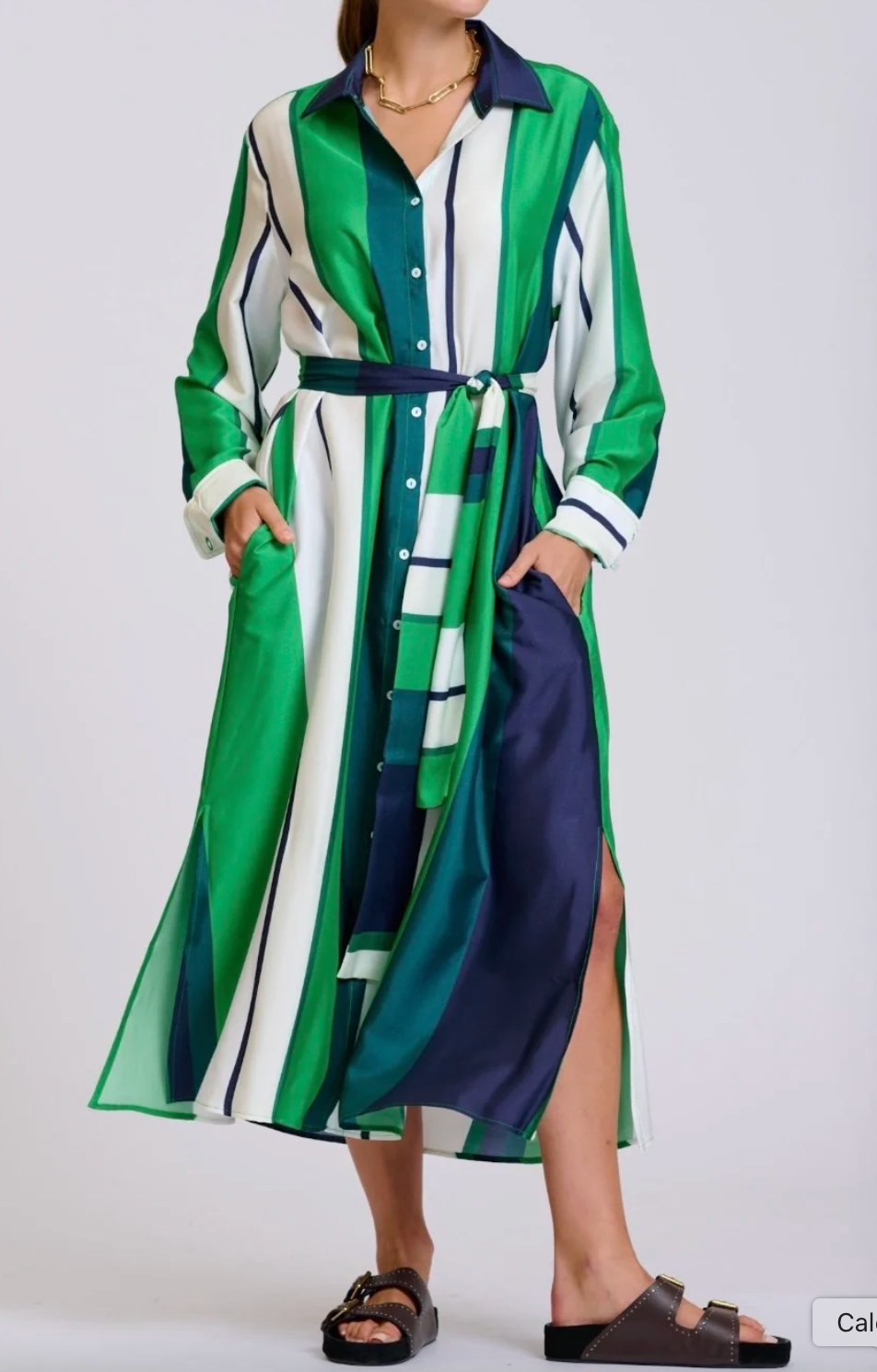 SHIRTY  Luxe Luna Longline Dress - Navy and Green