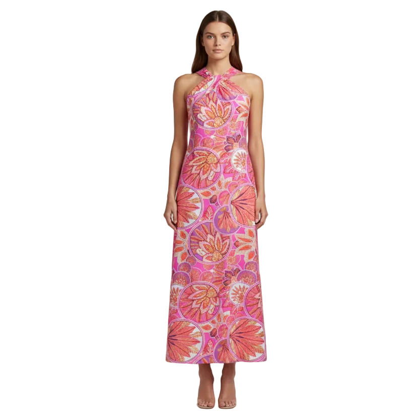 Jude Connally Bernadette Dress - Stained Glass Hot Pink