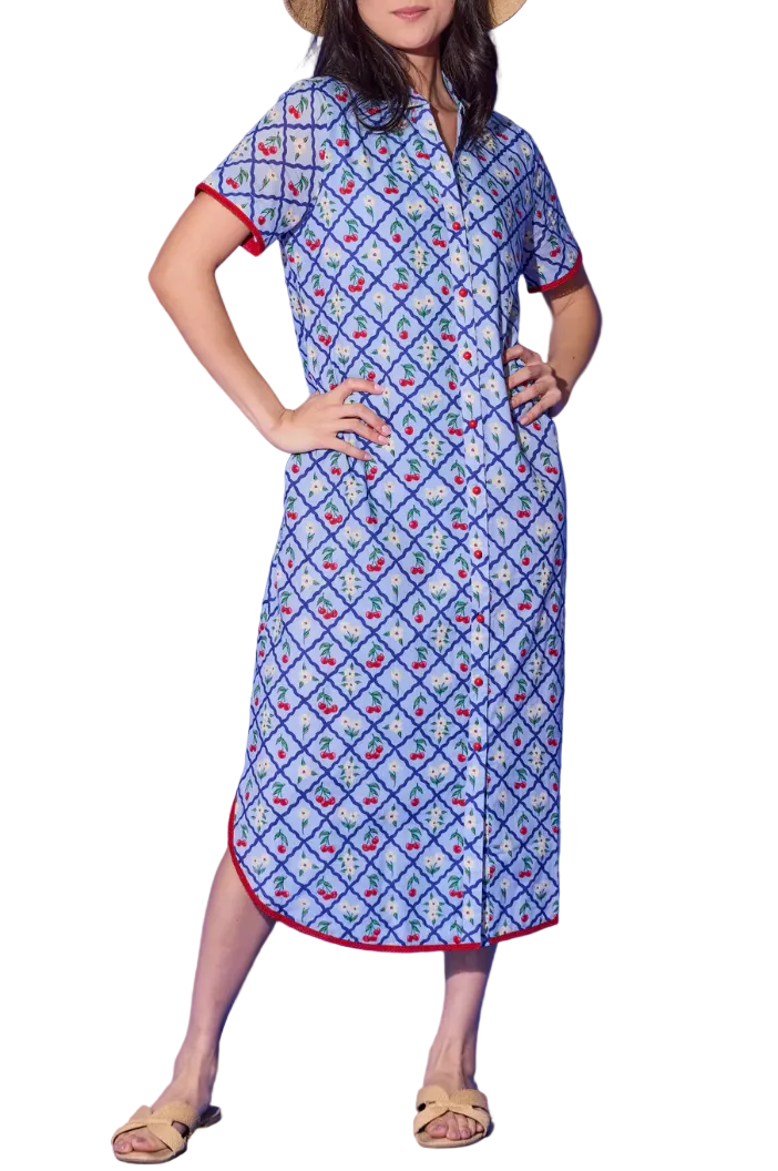 Alden Adair Josie Dress - Light Blue Cherry