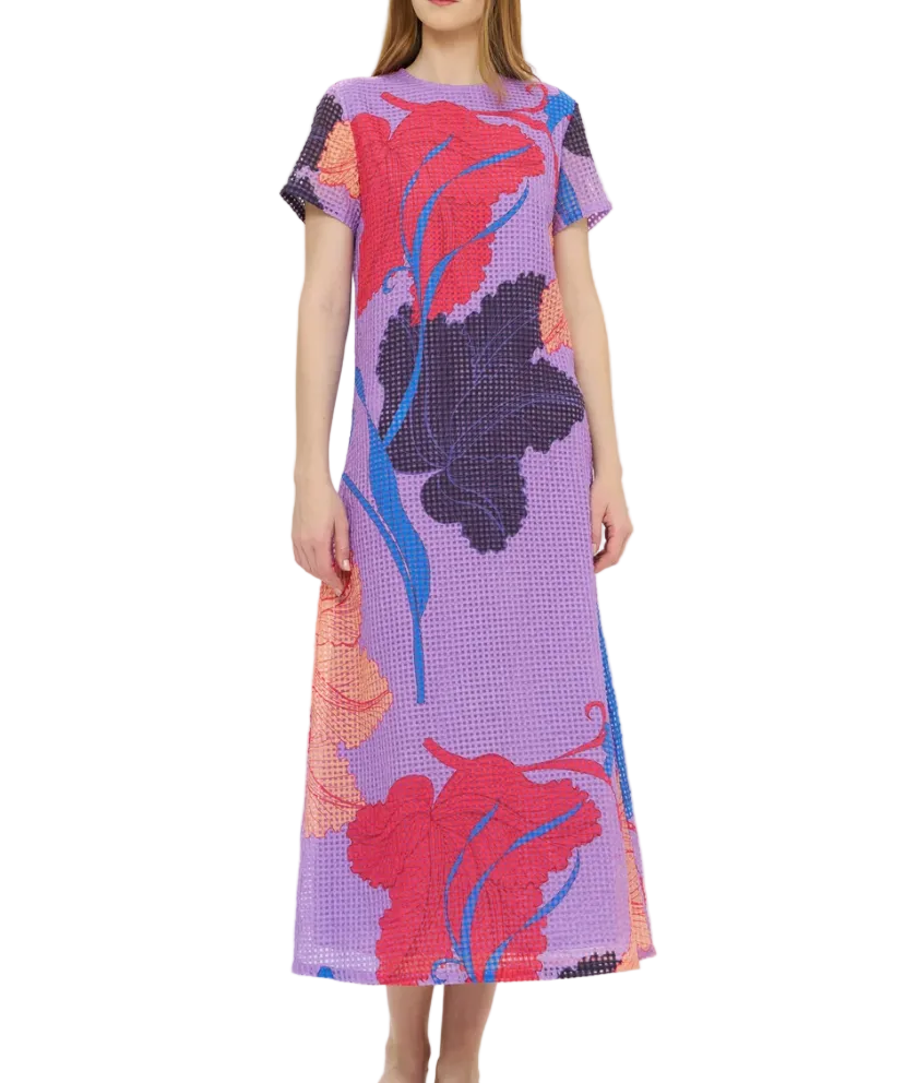 OLIPHANT Short Sleeve Shift Maxi - Hague/Lavender