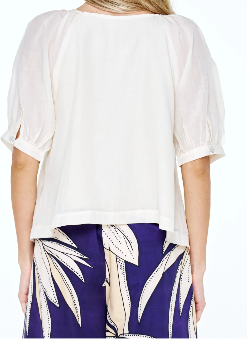 Ciebon Mazie Crochet Detail Blouse - Chalk