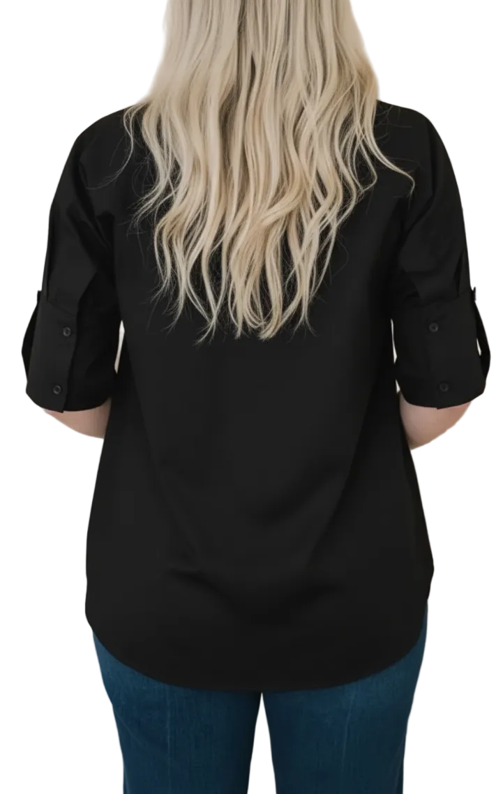 Heidi Houston The Charlie Pullover Cotton Shirt | Black