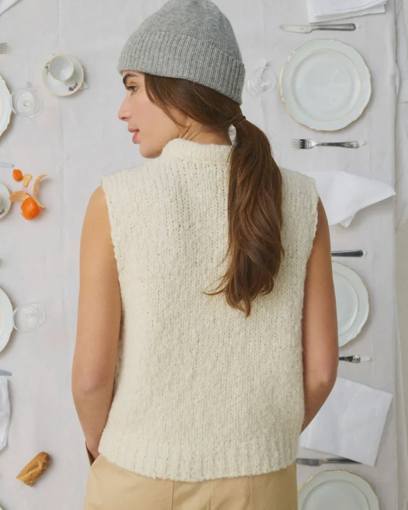 MII June Printed Hand Embroidered Sleeveless Sweater