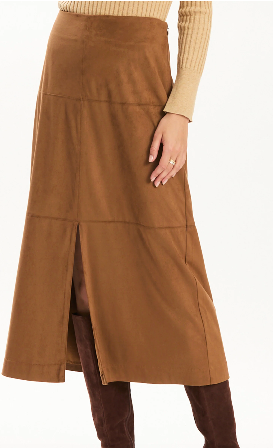 TYLER BÖE Phoebe Faux Suede Skirt | Bison