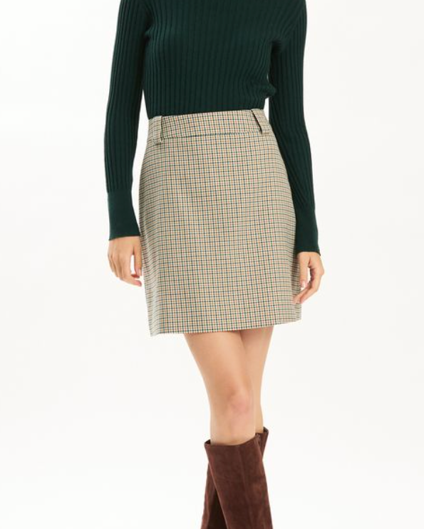 TYLER BÖE Twiggy Check Skirt | Iced Coffee