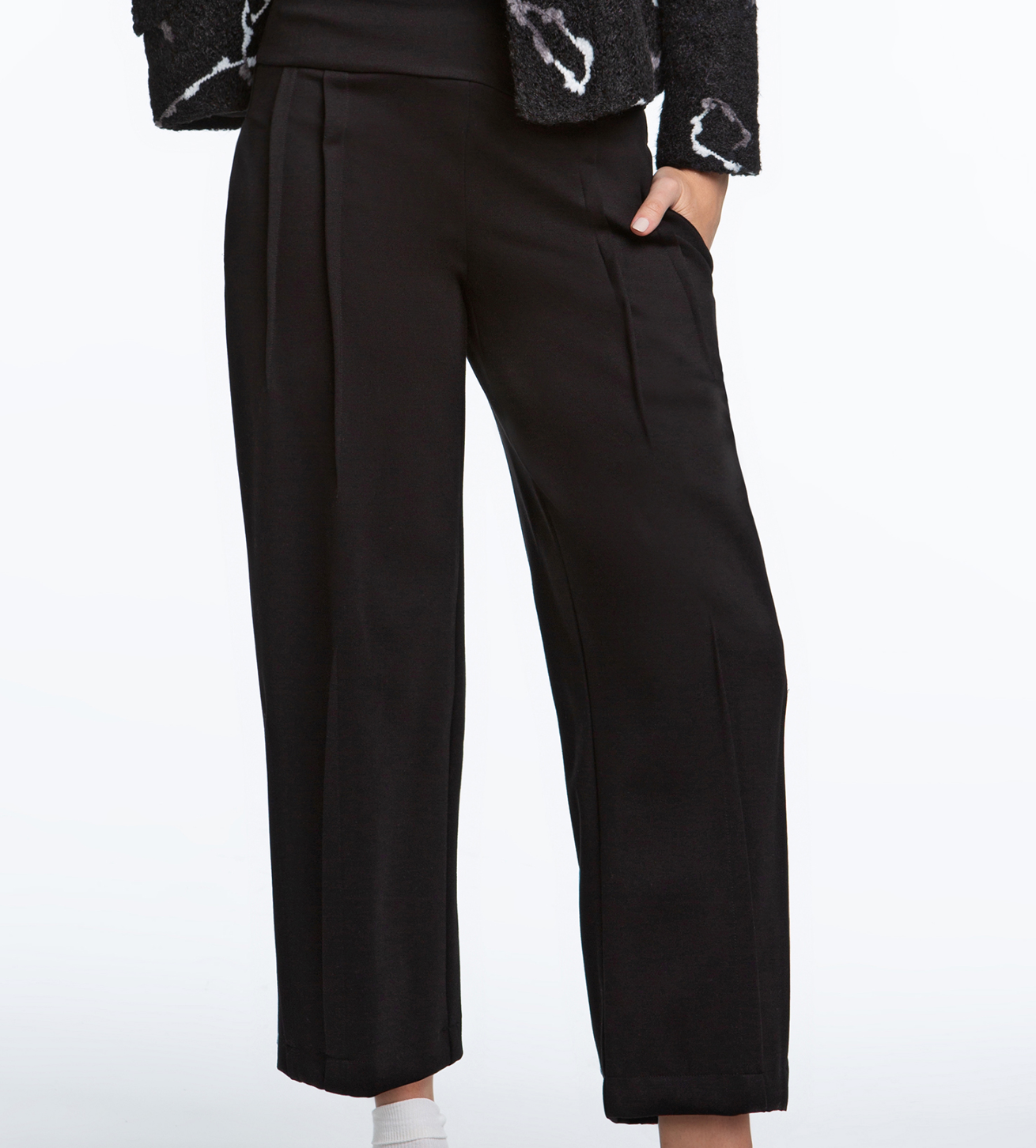 Ponte Barrel Leg Pants - Black