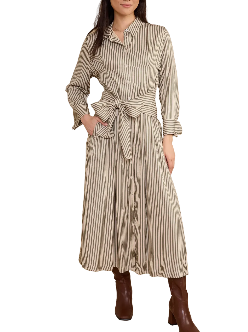 Thomas & Lourdes Miles Dress | Olive Grove Stripe