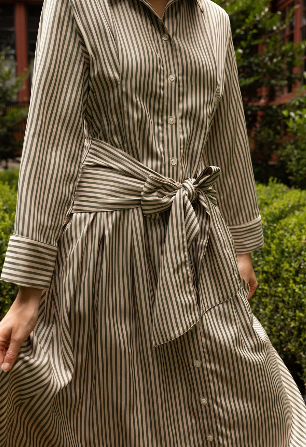 Thomas & Lourdes Miles Dress | Olive Grove Stripe