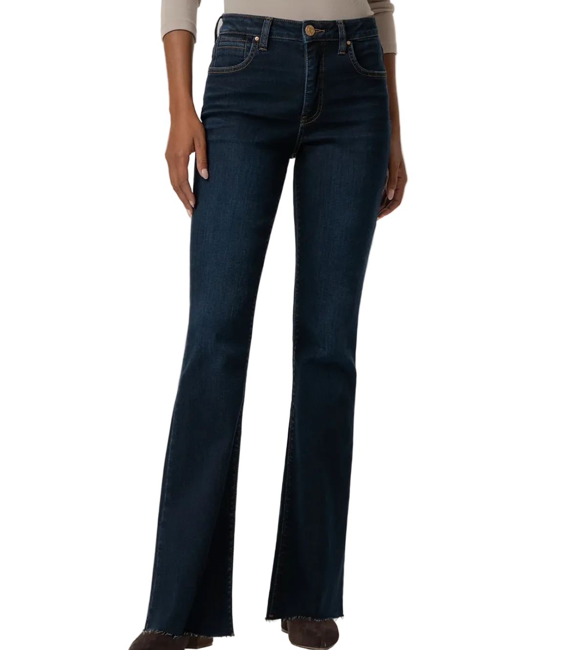 KUT Ana High Rise Fab Ab Flare Raw | Wavee Wave