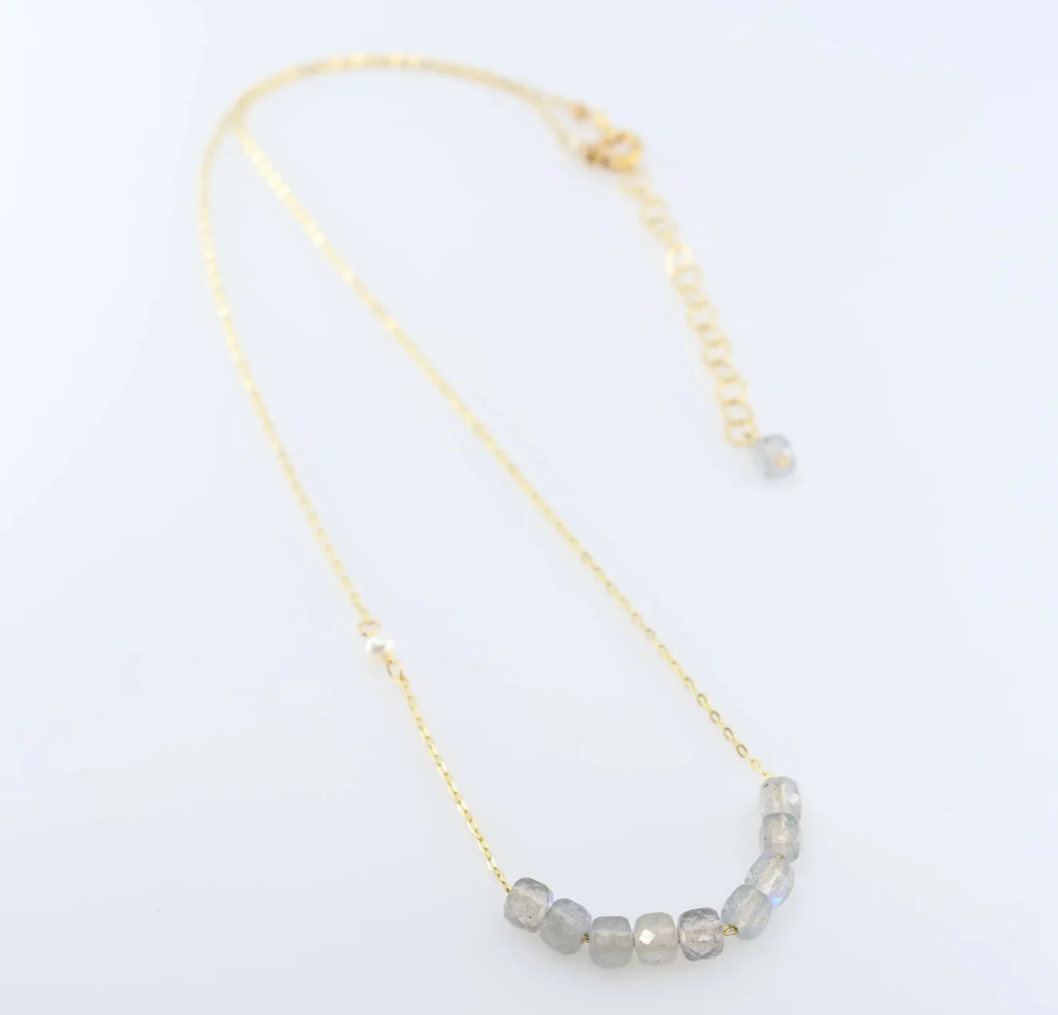 J. Mills Nine Faceted Labradorite Cubes on 14k gf chain