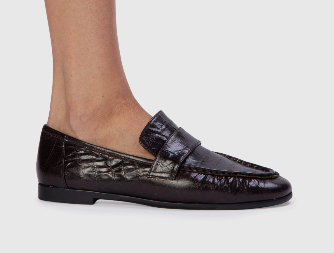 Brown Eel Printed Leather Loafer