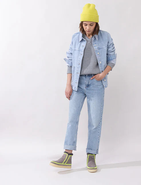 LaidBack London Grey/Neon Crochet Ankle Boot