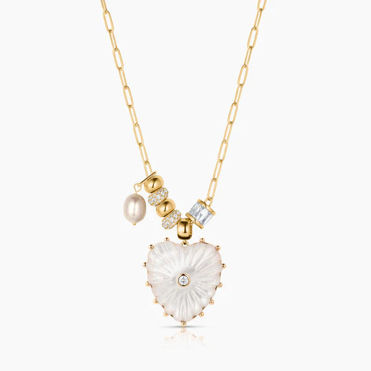 THATCH Soirée Mother Of Pearl Heart Necklace - Up to 18"