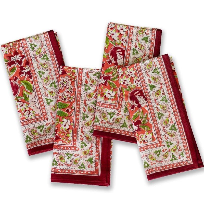 Spice Route Garnet Red Napkins Set Of 4