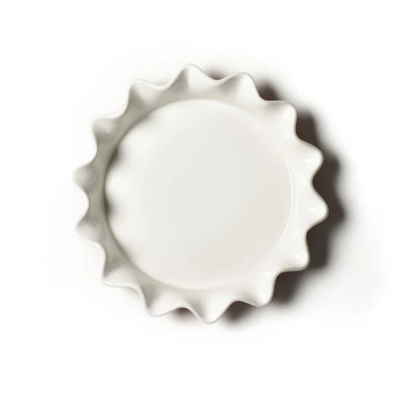 Red Stripe Ruffle 8 inch Pie Dish Red