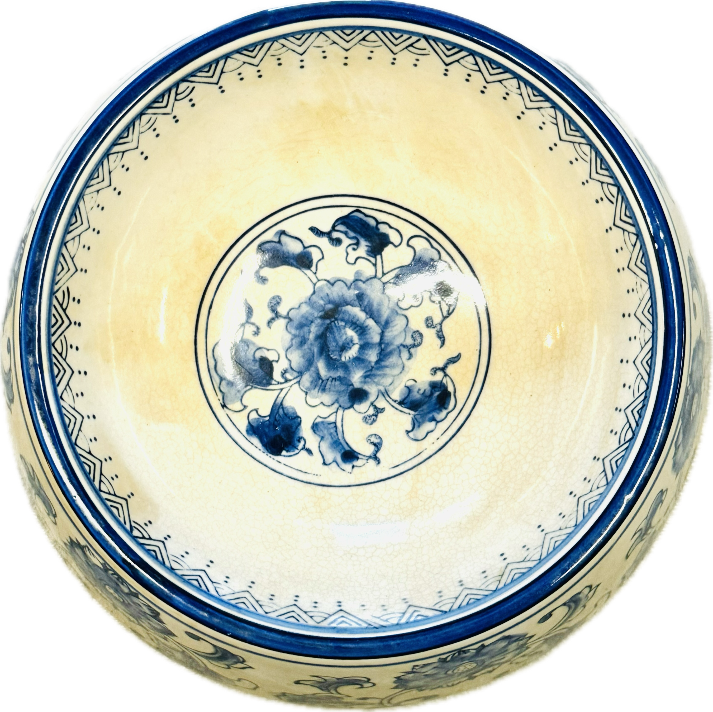 Non-Tip Dog Bowl - Blue and White