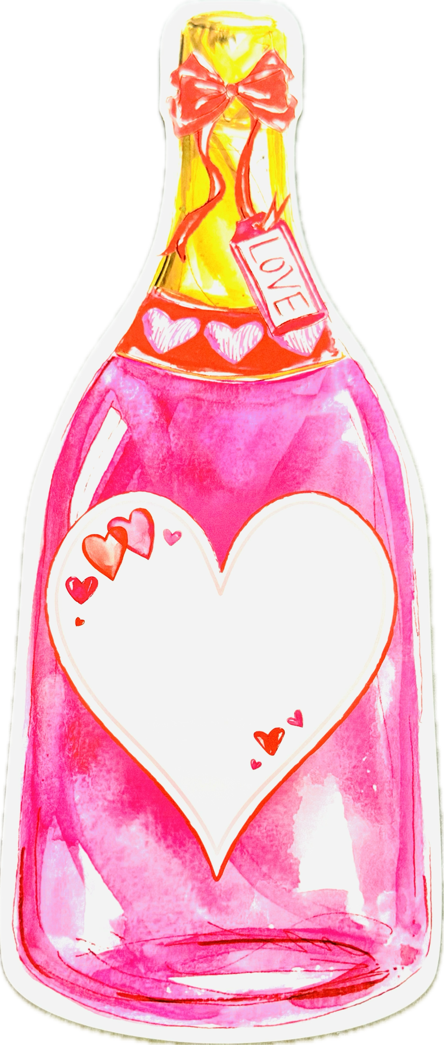 Hand Painted Valentine Champagne Bottle Die-Cut Accents