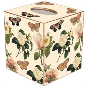 Ivory Floral Tissue Box Cover