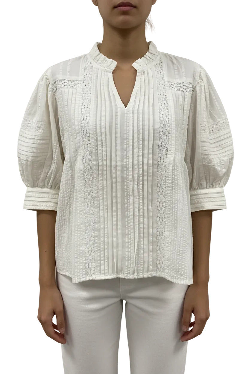 Puff Sleeve Peasant Top | White
