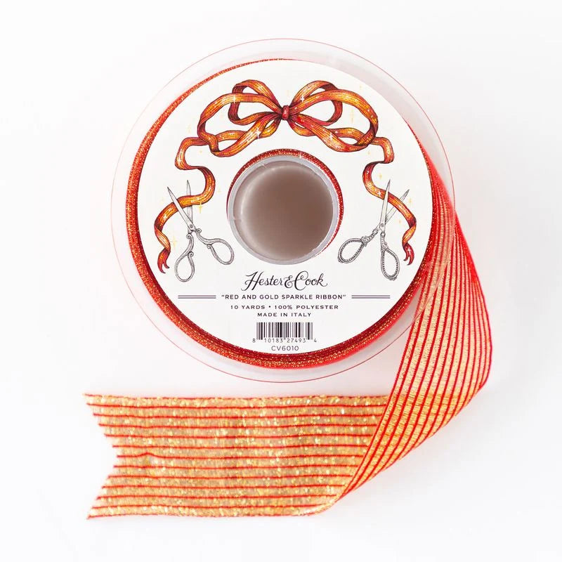 Red and Gold Sparkle Ribbon