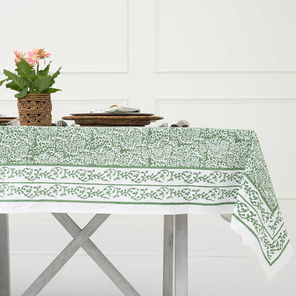 Pomegranate Tapestry Green Tablecloth 60"x140"
