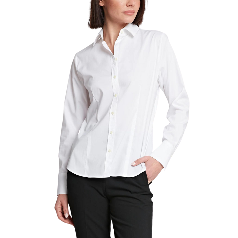 Hinson Wu Diane Long Sleeve Cotton Fitted Shirt - White