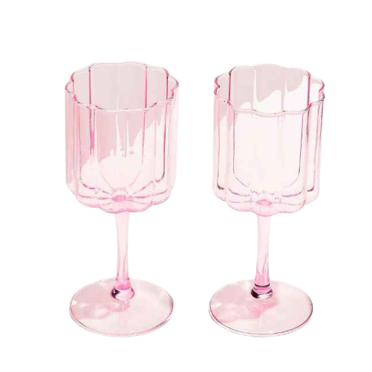 Scalloped Wine Set Glasses - (3 colors)