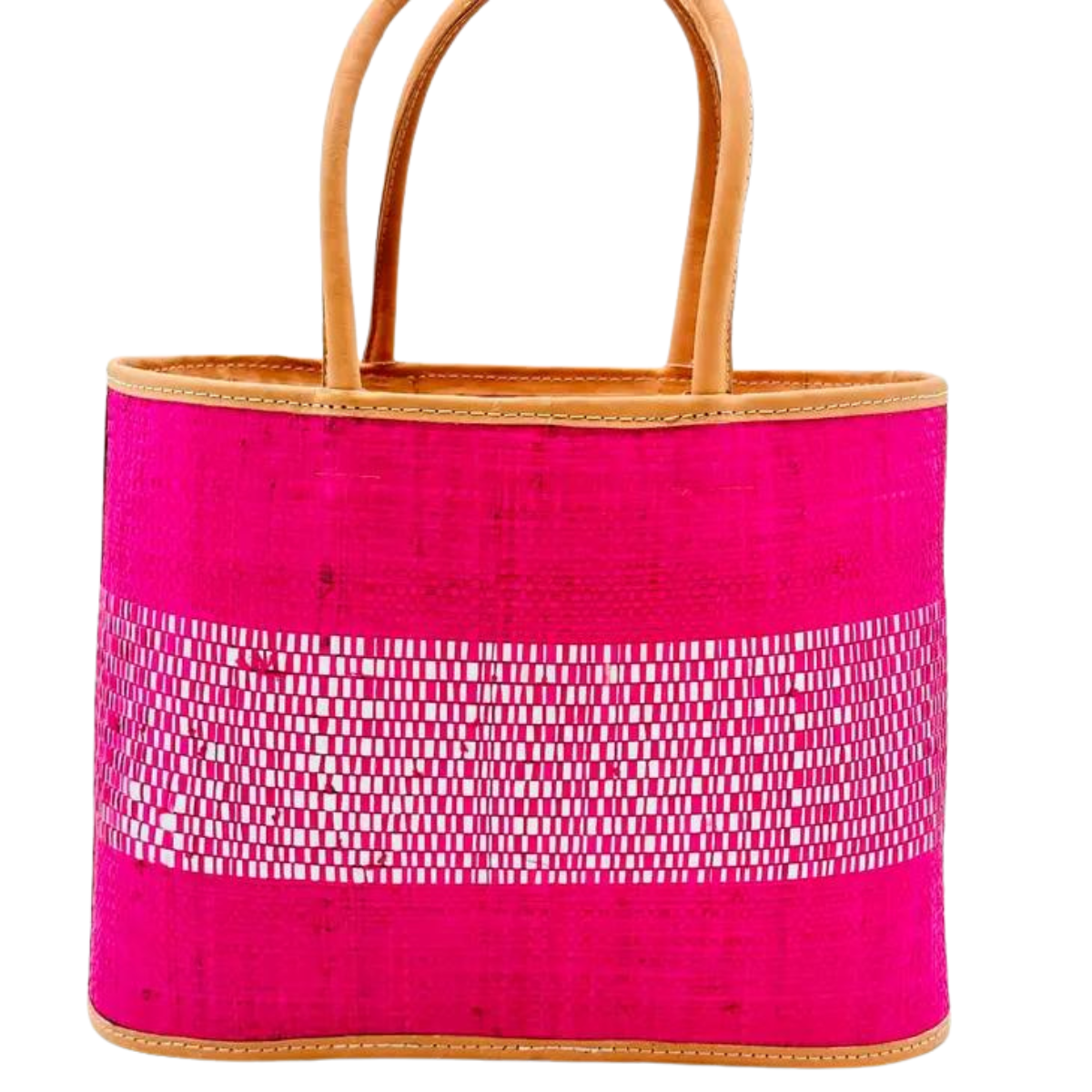 Wynwood Straw Basket Bag Handbag with Metallic Detailing - (fuchsia or natural)